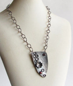 Floral Garnet Shield Necklace - Cameron Art Museum Show Piece