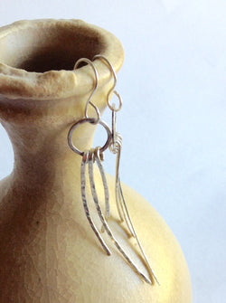 Hammered sterling silver dangle earrings