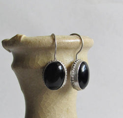 Black Onyx and Silver Earrings