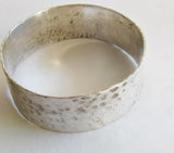 Wide Hammered Sterling Silver Bangle Bracelet