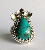 Chrysocolla Flower Ring - Size 9 Ring