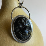 Vintage Black Glass Cameo Necklace