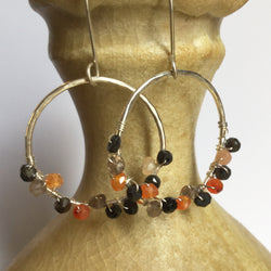 Orange and Black Quartz Hoop Earrings