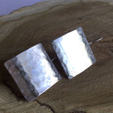 Hammered Square Sterling Silver Earrings