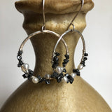 Black Diamond and Pearl Earrings