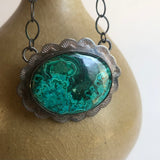 Malachite - Azurite Hand Stamped Pendant Necklace