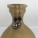 Amethyst Earrings with Hammered Domes