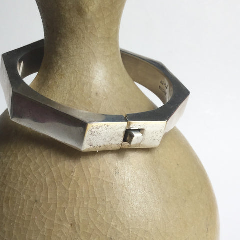 Vintage Taxco Octagon Hinged Bangle Bracelet