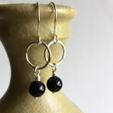 Small Hoop Earrings with Onyx