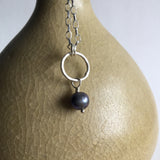 Black Pearl Hoop Necklace