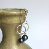 Black Pearl Hoop Earrings