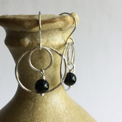 Black Onyx Double Hoop Earrings