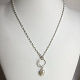 White Pearl with Hoop Necklace