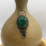 Chrysocolla Necklace with Fringe and Flowers