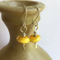 Yellow Lamp Work Earrings