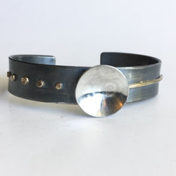 Modern Sterling Silver and Gold Cuff Bracelet