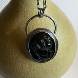 Vintage Black Glass Cameo Necklace