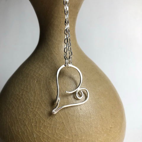 Hammered Wire Heart Necklace