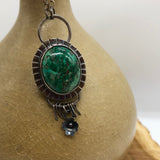 Chrysocolla Necklace with Fringe and Flowers