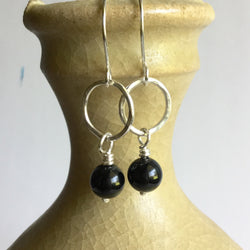 Small Hoop Earrings with Onyx