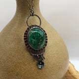 Chrysocolla Necklace with Fringe and Flowers