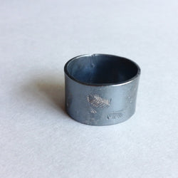 Wide Sterling Silver Feather Ring - Hand Stamped