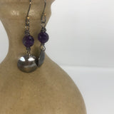 Amethyst Earrings with Hammered Domes