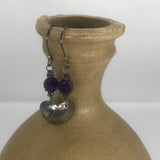 Amethyst Earrings with Hammered Domes