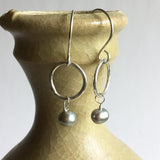 Hoop Earrings with Gray Pearls