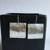 Hammered Square Sterling Silver Earrings