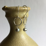 Hoop Earrings with Gray Pearls