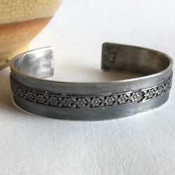 Sterling Silver Cuff with Flower Detail