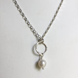 White Pearl with Hoop Necklace