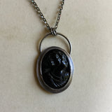 Vintage Black Glass Cameo Necklace