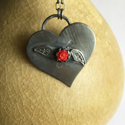 Heart with Rose and Leaves