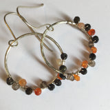 Orange and Black Quartz Hoop Earrings