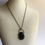 Vintage Black Glass Cameo Necklace