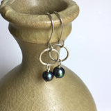 Black Pearl Hoop Earrings