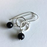 Small Hoop Earrings with Onyx
